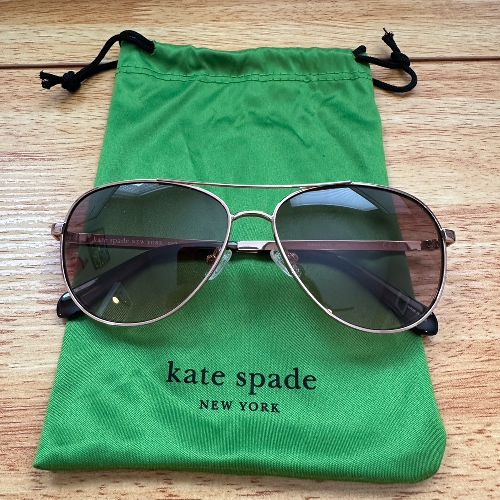 NEW Kate Spade Emmaline Rose Gold Aviator Sunglasses